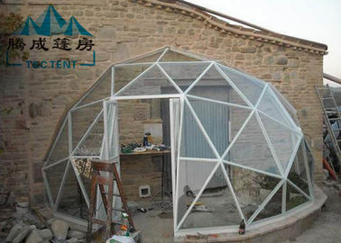 Einfache zusammengebaute Gewächshaus-auswählbare Größe der geodätischen Kuppel weiche PVC-Wände u. Glaswände