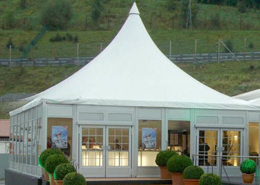 Manueller verzierter PVC-Luxusgarten, der hohe Spitzen-Pagoden-Überdachungs-Zelt für Ereignis heiratet